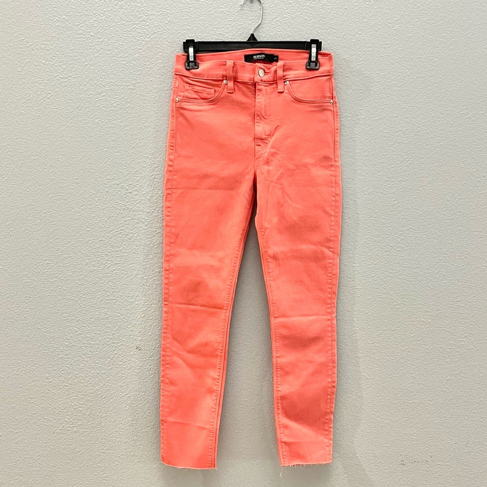 Hudson Light Denim Nico Mid Rise Skinny  Jeans Coral Size 27
